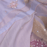 Lilac Crushed Tissue Organza Embroidery Saree With Golden Border