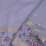 Lilac Crushed Tissue Organza Embroidery Saree With Golden Border