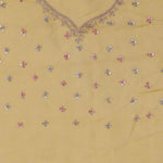 Macaroon Yellow Organza Embroidery Saree With Scallop Border