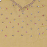 Macaroon Yellow Organza Embroidery Saree With Scallop Border