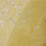 Pastel Yellow Organza Embroidery Saree With Scallop Border