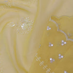 Macaroon Yellow Organza Embroidery Saree With Scallop Border