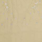 Macaroon Yellow Organza Embroidery Saree With Scallop Border