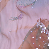 French Beige Organza Saree With Scallop Border