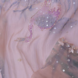 Pastel Lilac Organza Saree With Scallop Border