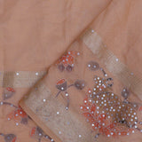 Salmon Pink Crushed Tissue Organza Embroidery Saree With Golden Border