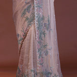Lilac Organza Saree With Scallop Border