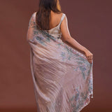 Lilac Organza Saree With Scallop Border