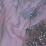 Lilac Organza Saree With Scallop Border