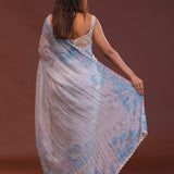 Lilac Organza Saree With Scallop Border