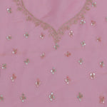 Flamingo Pink Organza Embroidery Saree With Scallop Border