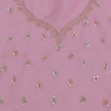 Flamingo Pink Organza Embroidery Saree With Scallop Border