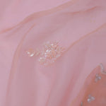 Soft Salmon Pink Organza Embroidery Saree With Scallop Border