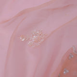 Soft Salmon Pink Organza Embroidery Saree With Scallop Border