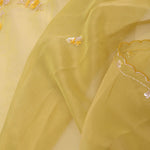 Pale Yellow Organza Embroidery Saree With Scallop Border