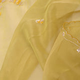 Pale Yellow Organza Embroidery Saree With Scallop Border