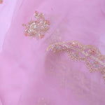 Blush Pink Organza Embroidry Saree With Scallop Border