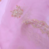 Blush Pink Organza Embroidry Saree With Scallop Border