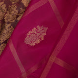 Red Purple Kanjivaram Silk Saree With Checks Pattern