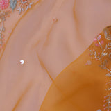 Golden Yellow Organza Embroidery Saree With Scallop Border