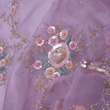 Dusty Lavender Organza Tissue Saree With Scallop Border