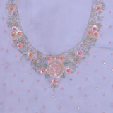 Cornflower Blue Organza Embroidery Saree With Scallop Border