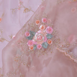 Soft Peach Organza Embroidery Saree With Scallop Border