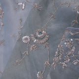 Shuttle Gray Georgette Tissue Saree With Scallop Border