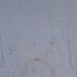 Shuttle Gray Georgette Tissue Saree With Scallop Border
