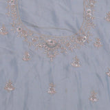 Powder Blue Tissue Embroidery Saree With Scallop Border