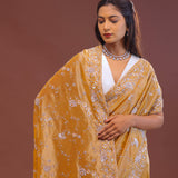 Dark Peach Tissue Embroidery Saree