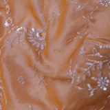 Dark Peach Tissue Embroidery Saree