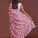 Pink Tissue Embroidery Saree With Scallop Border