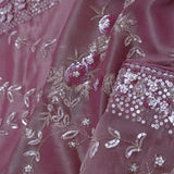 Pastel Pink Tissue Saree With Floral Sequin Work