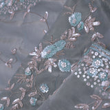 Smokey Gray Georgette Tissue Saree With Fancy Border