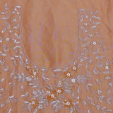 Brown Tissue Embroidery Saree With Scallop Border