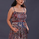 Multicolour Satin Crepe Printed Gown Set