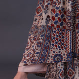 Multicolour Satin Crepe Printed Gown Set