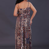 Multicolour Satin Crepe Printed Gown Set