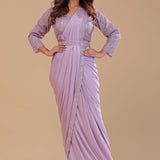 Sunset Purple Lycra Drape Saree