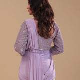 Sunset Purple Lycra Drape Saree