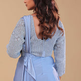 Pale Cornflower Blue Lycra Drape Saree
