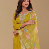 Yellow Ochre Chanderi Kurta Set