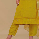 Yellow Ochre Chanderi Kurta Set