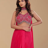 Raspberry Pink Chinon Crepe Indo-Western Set