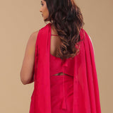 Raspberry Pink Chinon Crepe Indo-Western Set