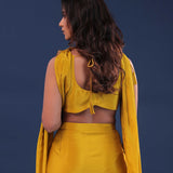 Golden Poppy Yellow Chinon Crepe Indo-Western Set