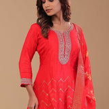 Vibrant Orange Soft Silk Kurta Set