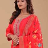 Vibrant Orange Soft Silk Kurta Set