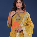 Goldenrod Yellow Chinon Anarkali Set